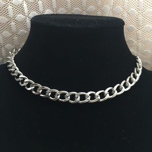 Silver Chain Choker Necklace